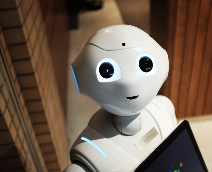 high angle photo of robot