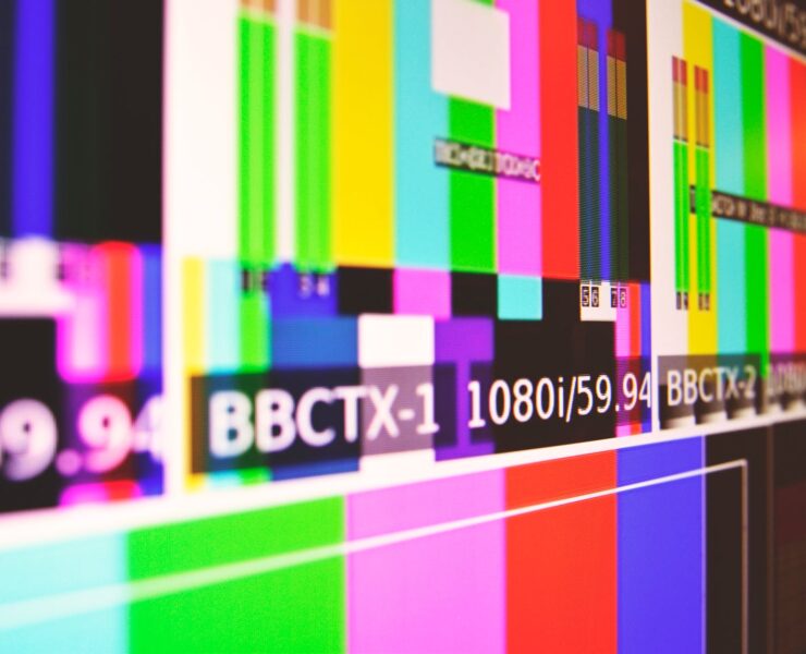 flat screen monitor showing color bars