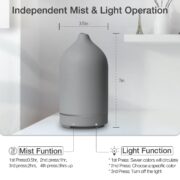 Essential Oil Diffuser Aromatherapy Diffuser - 100Ml Ceramic Ultrasonic Cool Mist Stone Diffuser, with Waterless Auto Shut-Off Protection, 4 Timer Setting &7 Colors Led Light for Home Office