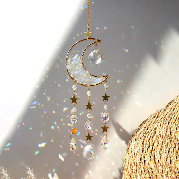 Moon Suncatcher Crystal Prism Decor Opal
