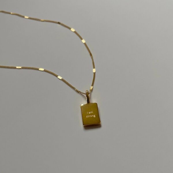 Affirmation Necklace – “I Am Strong” Gold Pendant Jewelry