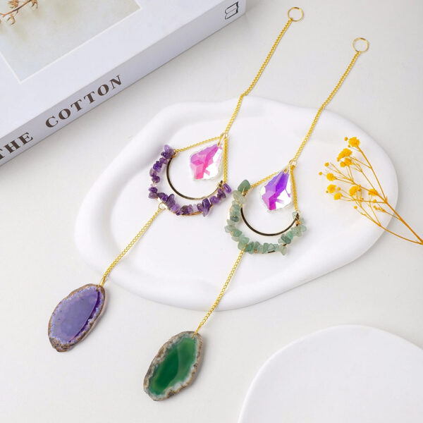 Teardrop Crystal Agate Suncatcher Hanging Aquamarine