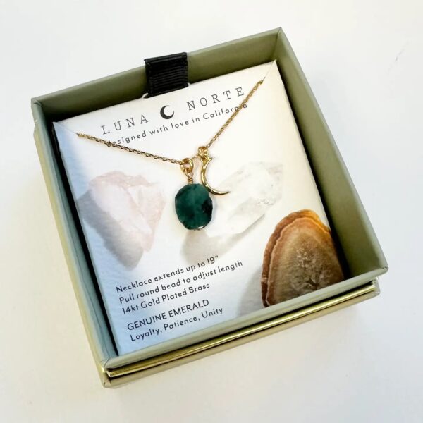 Emerald Necklace – Celestial Being Gold Pendant with Green Gemstone