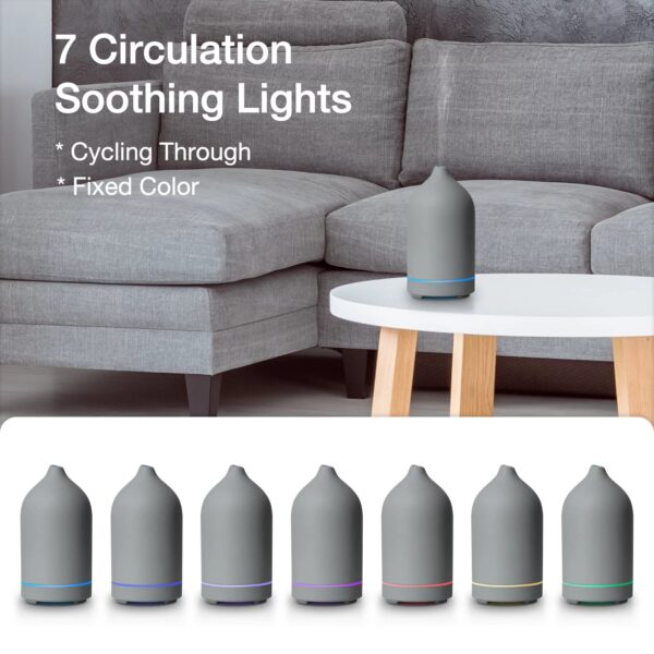 Essential Oil Diffuser Aromatherapy Diffuser - 100Ml Ceramic Ultrasonic Cool Mist Stone Diffuser, with Waterless Auto Shut-Off Protection, 4 Timer Setting &7 Colors Led Light for Home Office