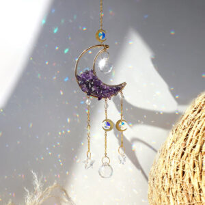 Moon Suncatcher Crystal Prism Amethyst