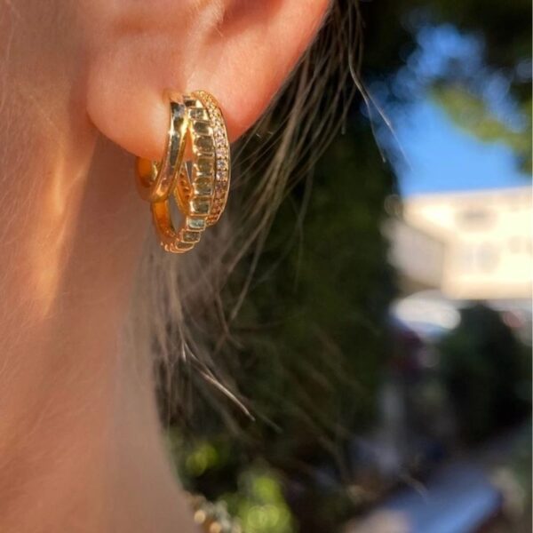 Triple Threat Huggies - 14K Gold Vermeil