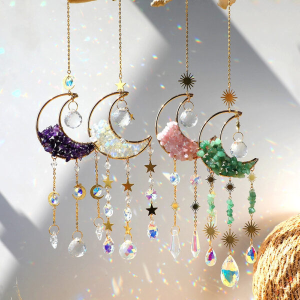 Moon Suncatcher Crystal Prism Amethyst