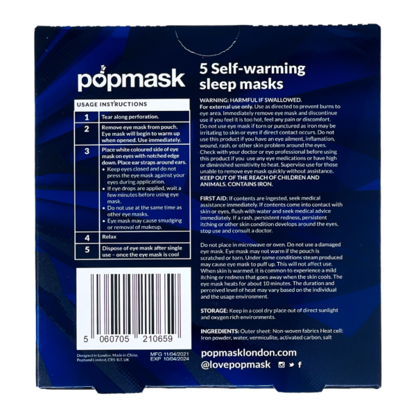 Deep Sleep Fragrance-Free Self-Warming Large Sleep Masks (5 pack)