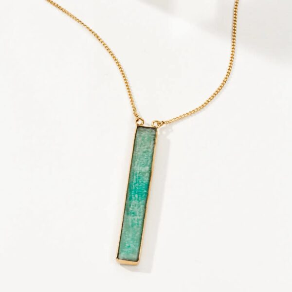 Amazonite Long Necklace – Healing Crystal Sticks & Stones Pendant