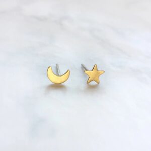 Moon and Star Stud Earrings