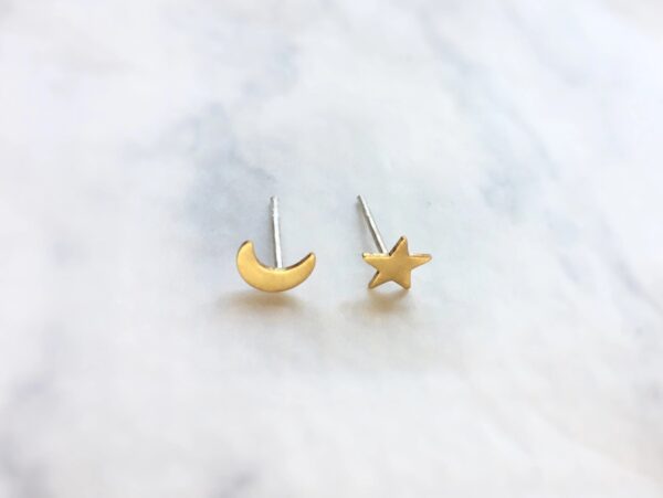 Moon and Star Stud Earrings