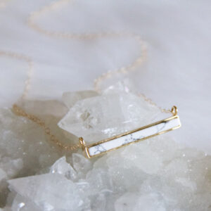 White Bar Necklace – Minimalist Stone Pendant for Everyday Style