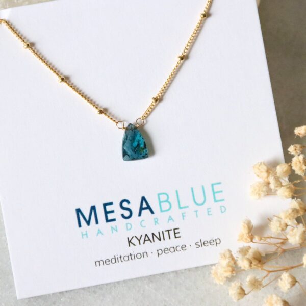 Kyanite Necklace – Genuine Blue Stone Pendant for Balance & Calm